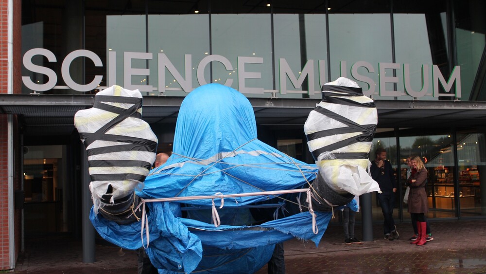 Large polyester statue by designer Florentijn Hofman. Produced for NEMO museum in Amsterdam.