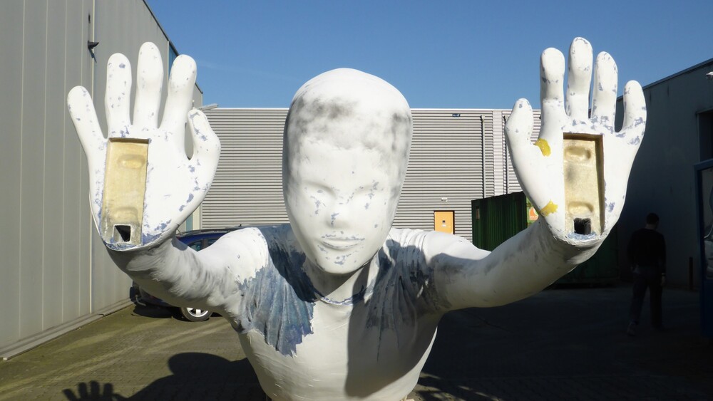 Large polyester statue by designer Florentijn Hofman. Produced for NEMO museum in Amsterdam.