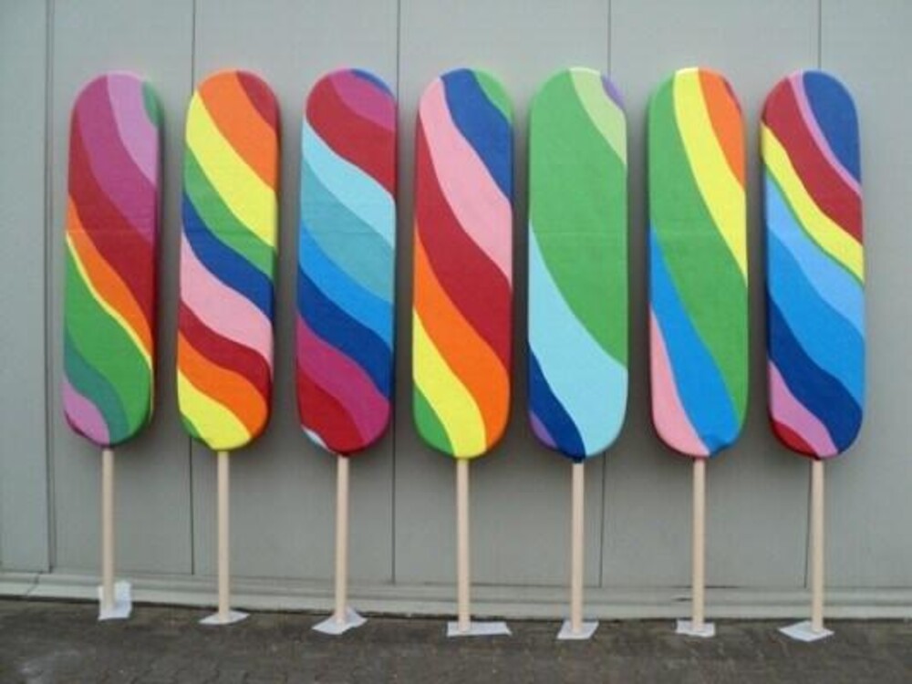 Grote lollies voor Holland Foodz. Blowups van lolly's als decoratie, blikvanger.