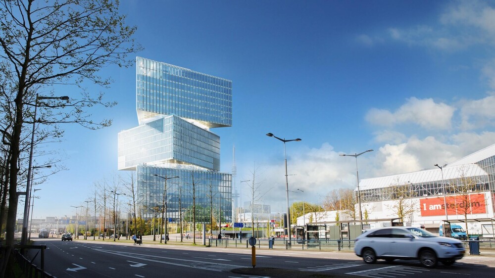 Blowups maakt enorme driehoekige steen voor nieuwe nhow Amsterdam RAI hotel. Opdracht van NH Hotel Group.